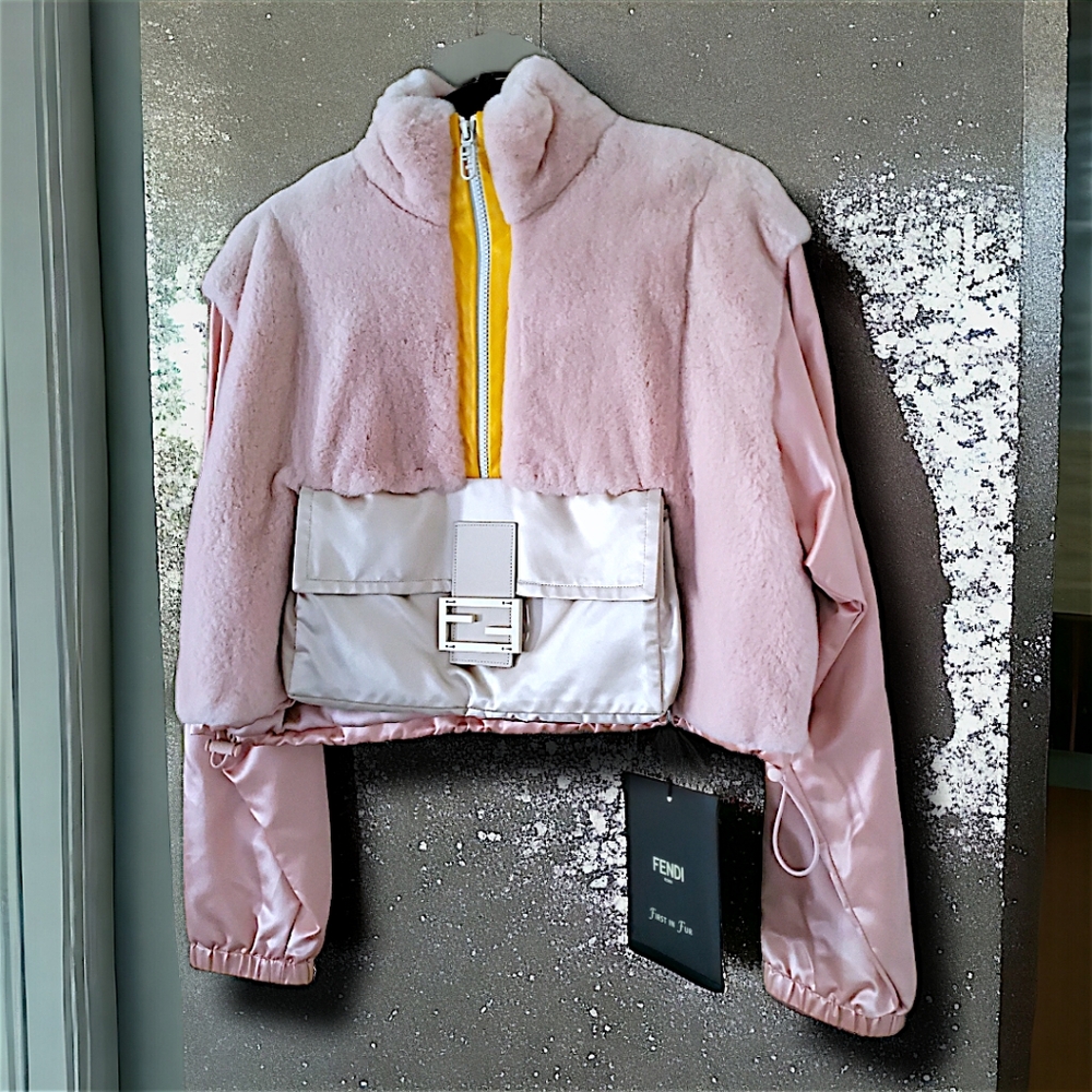Authentic NWT FENDI Pink Mink Fur Pullover Anorak Iconic Baguette PocketXL $15K - Picture 4 of 15